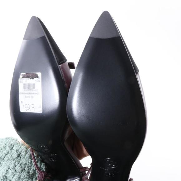 Slings 18A Burgundy Bow Satin Toecap Sling Back Classic Heels C299 - Picture 11 of 12